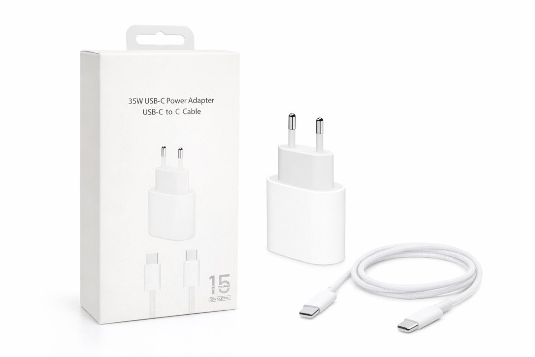 Incărcător Apple 35W USB-C Original + Cablu USB-C la USB-C (1m) – Fast Charging