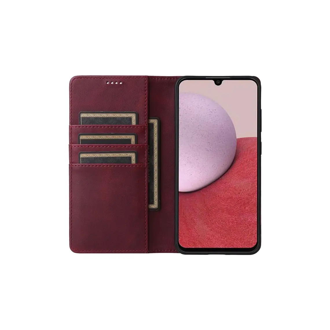 Husă Flip Leather Compatibilă Samsung A06 (A065) – Deluxe Magnetic Wallet, Bordo - imagine 2