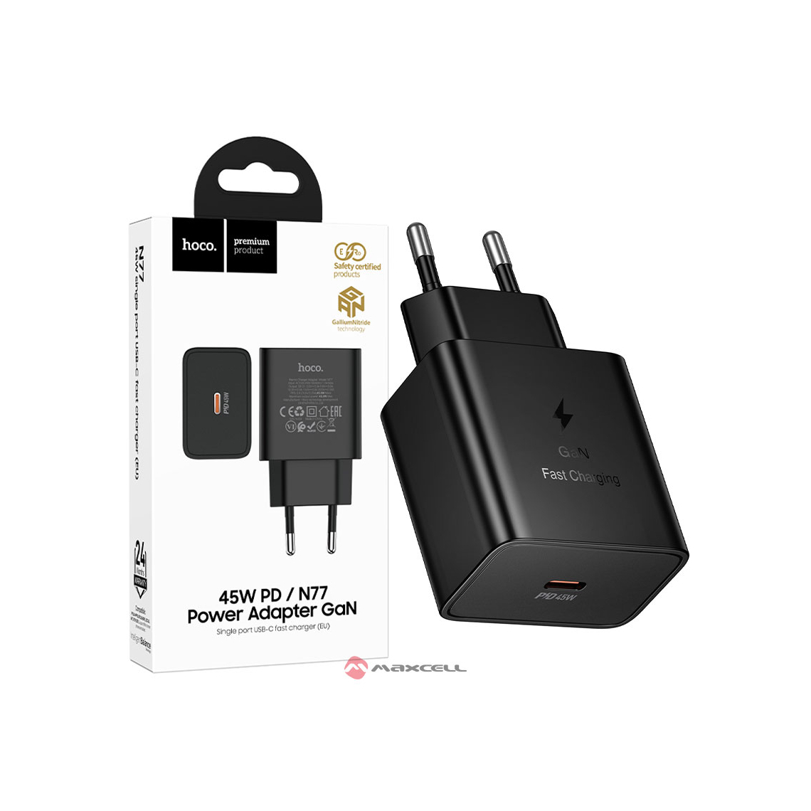 Hoco (N77) – Încărcător rețea GaN PD 45W, Fast Charger, Negru