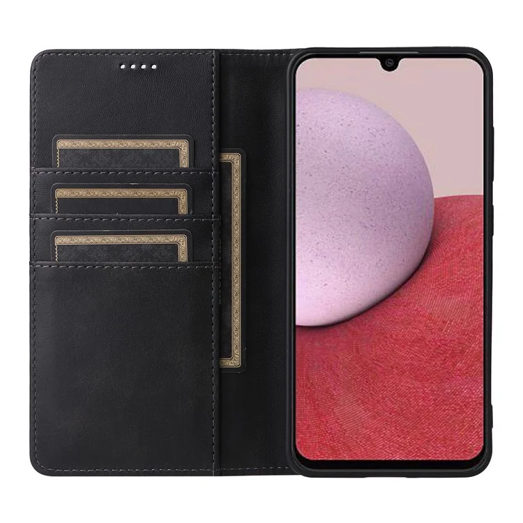 Husă Flip Leather Deluxe pentru Xiaomi Redmi Note 14 5G, Magnetic Wallet, Slot Carduri, Stand, Black - imagine 2