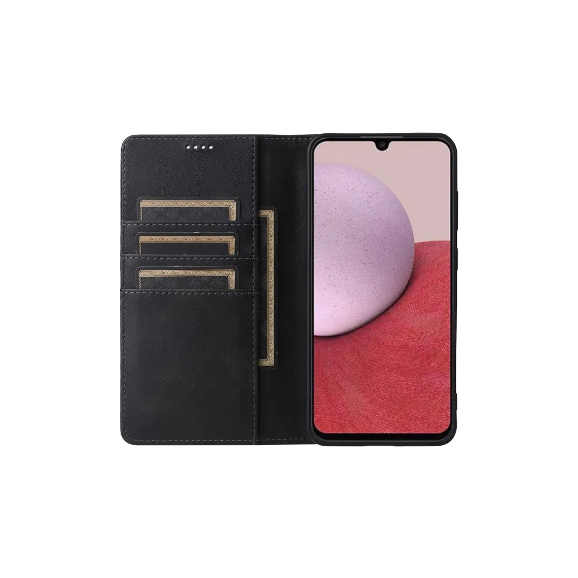 Husă Flip Leather pentru Samsung Galaxy A06 (A065) – Deluxe, Magnetic Wallet, Black - imagine 2
