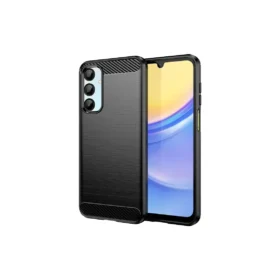 Husă Brush pentru Samsung Galaxy A06 – TPU, Metal Look, Black