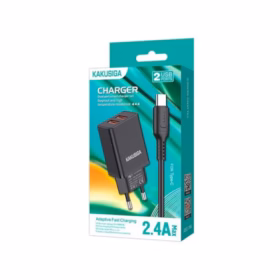 Încărcător Priză 2 Porturi USB + Cablu Type-C KAKU® 2.4A, KSC-788