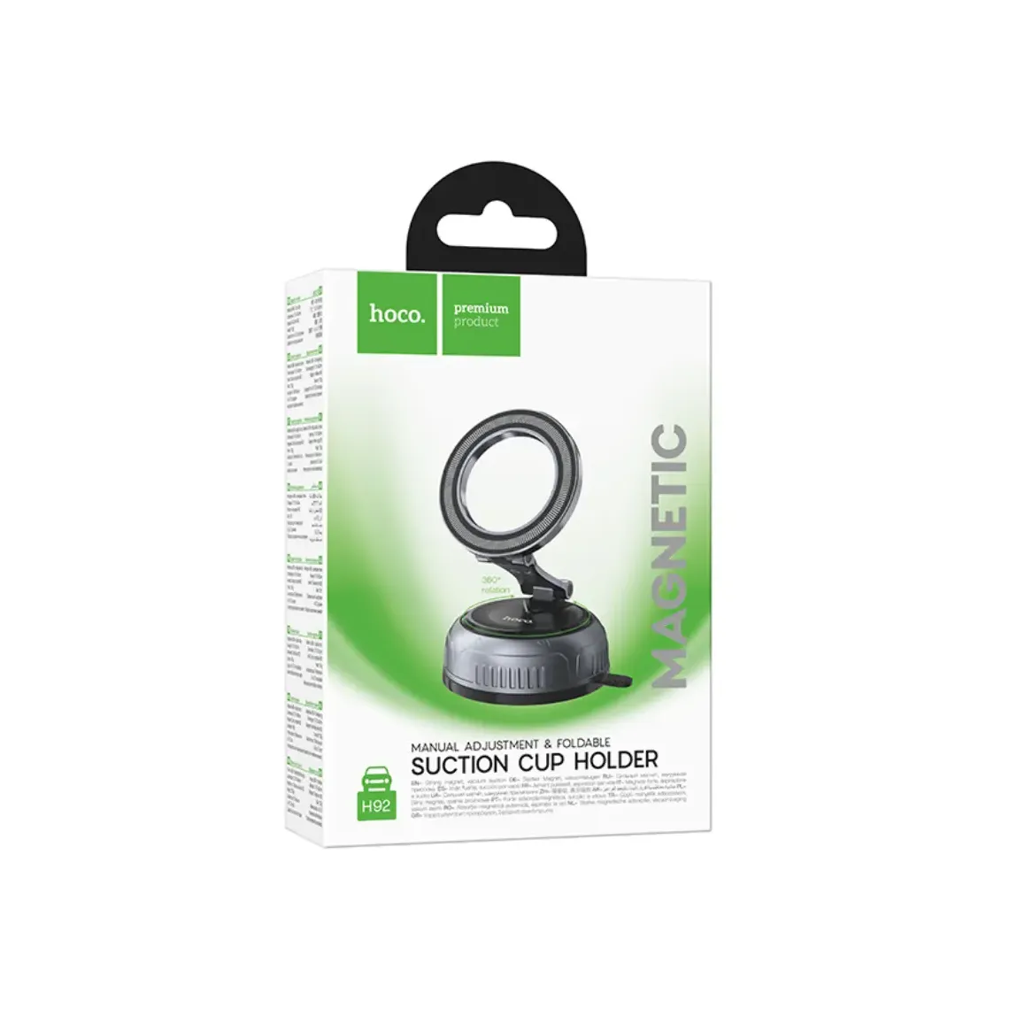 Hoco (H92) Suport Auto, Magnetic, montaj Bord, Suction Cup, Pliabil, MultiAngle, Black Metal Grey