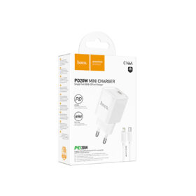 Incarcator Retea + Cablu Lightning, 1m, PD20W, 1xUSB-C, incarcare rapida, alb