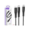 Cablu Date si Incarcare, USB-C la Lightning / USB-C, 2 in 1, Braided, FastCharge, 1m, Negru