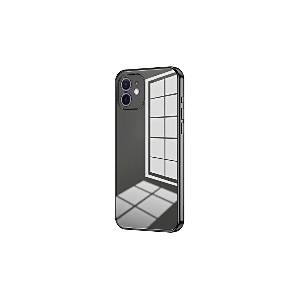 iPhone 12 - Husa Slim, Clear, BLACK frame