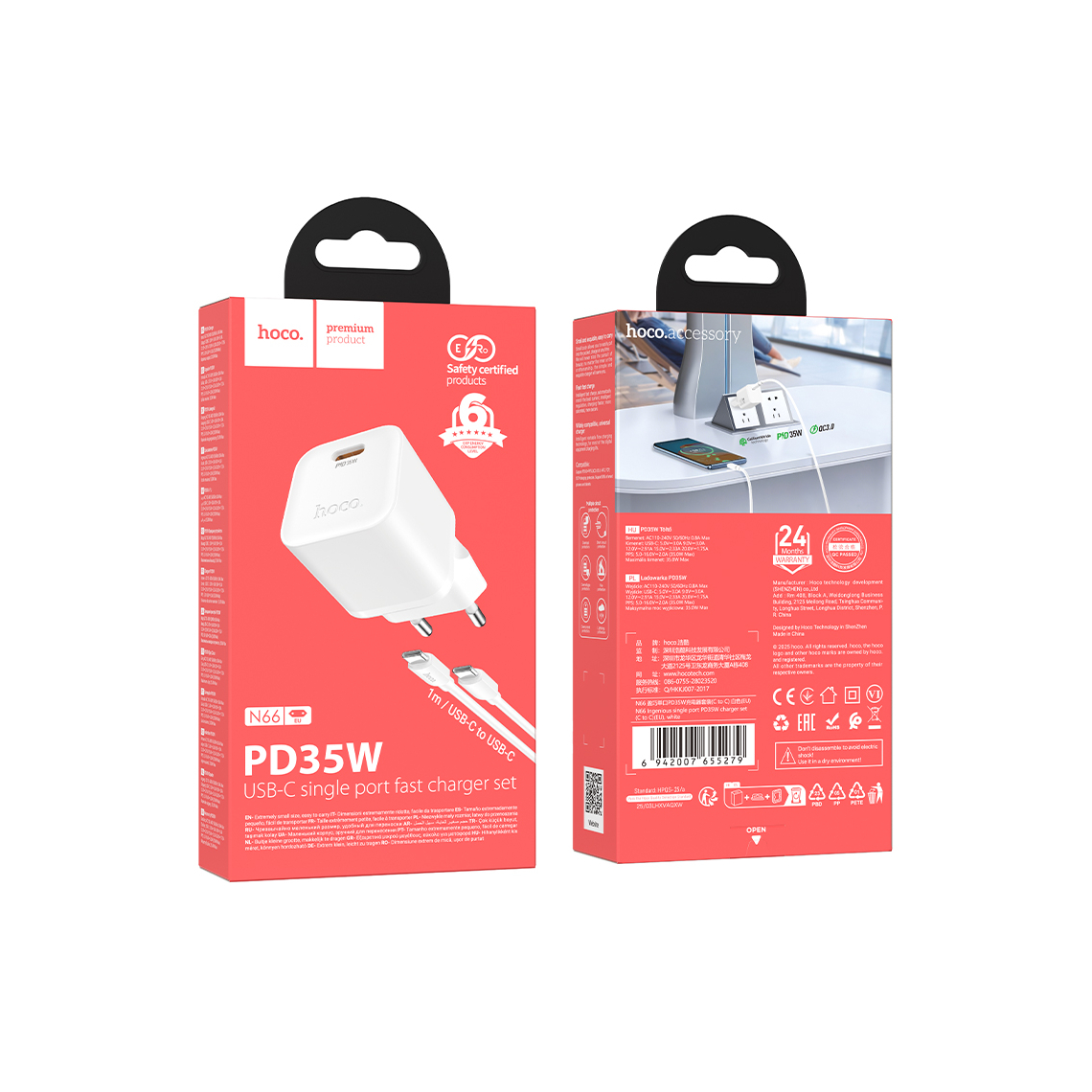 Incarcator Priza + Cablu USB-C, 35W, 1xUSB-C | alb