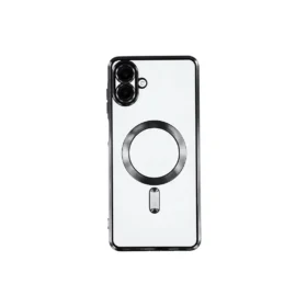 Samsung A07 (A076) - Husa Chrome Transparenta, MagCase, Magnetica, Rama Neagra
