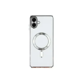 Husă MagCase Transparentă cu Ramă Silver Chrome și Inel Magnetic pentru Samsung Galaxy A07 (A076)